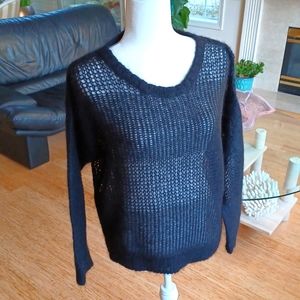 360 Black Loose Handknit Mohair Sweater Size Medium
